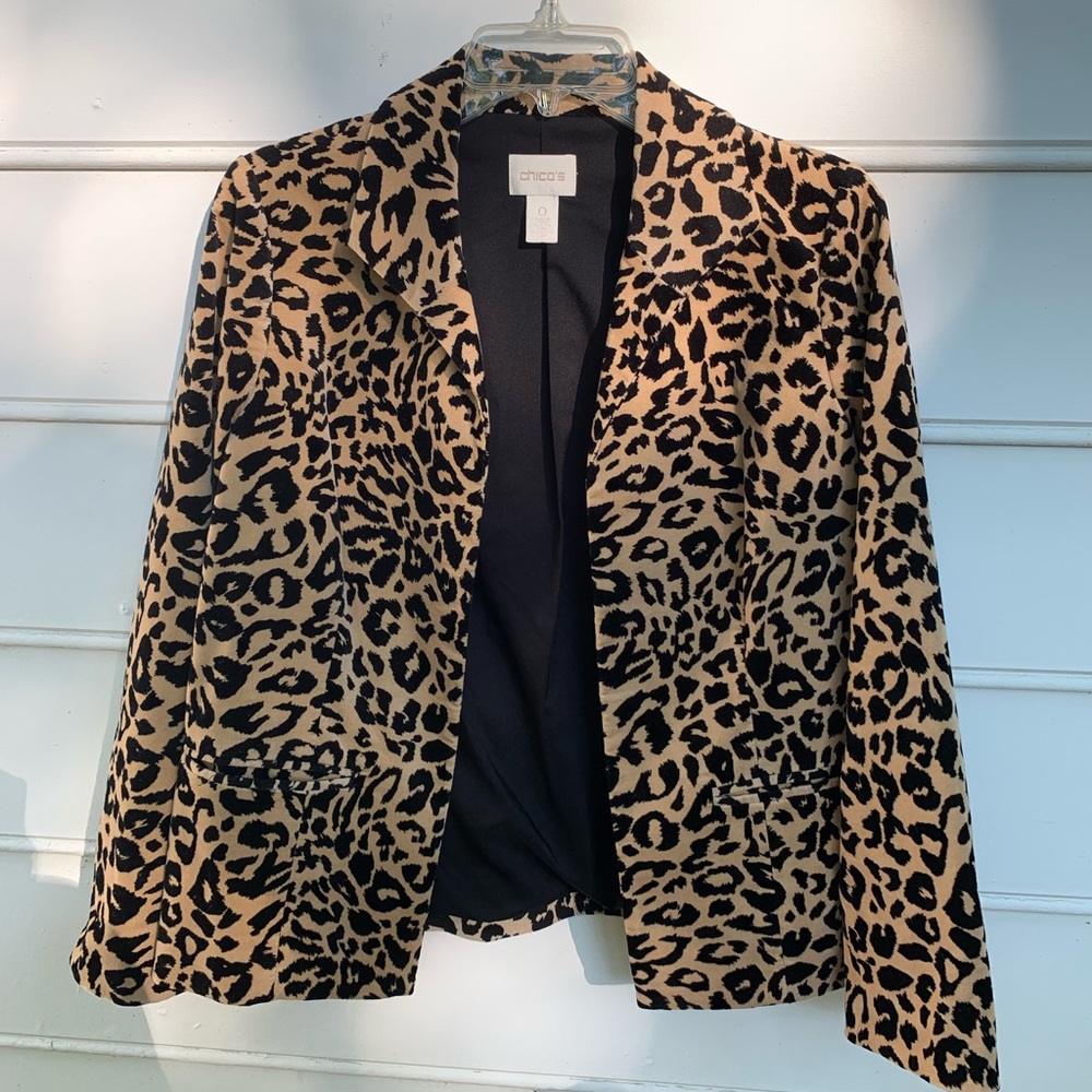 Chico’s Animal Print Velvet Blazer